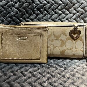 Coach Gold Key and Card Holder Set and Wallet Bundle.